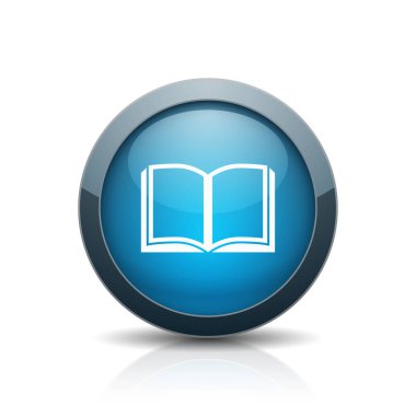 Açık kitap simgesi düğmesini, vektör çizim, eğitim kavramı 