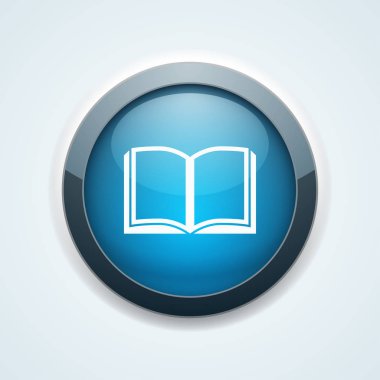 Açık kitap simgesi düğmesini, vektör çizim, eğitim kavramı 