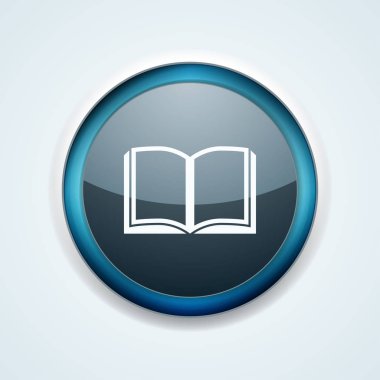 Açık kitap simgesi düğmesini, vektör çizim, eğitim kavramı 
