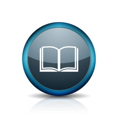 Açık kitap simgesi düğmesini, vektör çizim, eğitim kavramı 