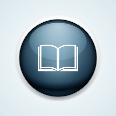 Açık kitap simgesi düğmesini, vektör çizim, eğitim kavramı 