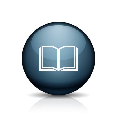 Açık kitap simgesi düğmesini, vektör çizim, eğitim kavramı 