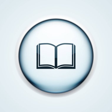 Açık kitap simgesi düğmesini, vektör çizim, eğitim kavramı 