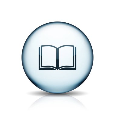 Açık kitap simgesi düğmesini, vektör çizim, eğitim kavramı 