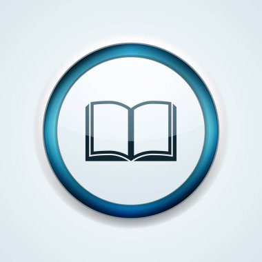 Açık kitap simgesi düğmesini, vektör çizim, eğitim kavramı 