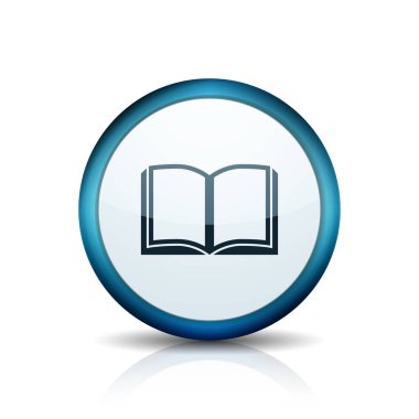 Açık kitap simgesi düğmesini, vektör çizim, eğitim kavramı 