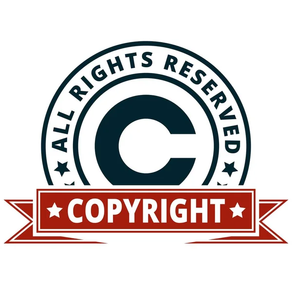 Gwarancja Praw Autorskich Płaskie Etykiety Czerwoną Wstążką Ilustracji Wektorowych — Wektor stockowy