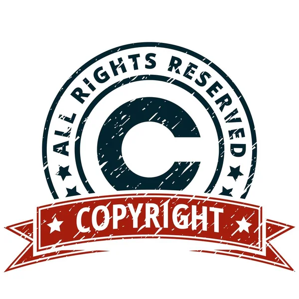 Urheberrechtsgarantie Flaches Etikett Mit Rotem Band Vektorillustration — Stockvektor