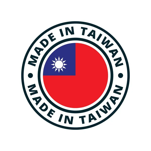 Knapp Med Texten Tillverkad Taiwan Och Flagga Vektor Illustration — Stock vektor