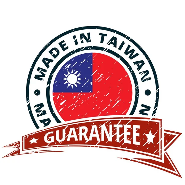 Knapp Med Texten Tillverkad Taiwan Och Flagga Vektor Illustration — Stock vektor