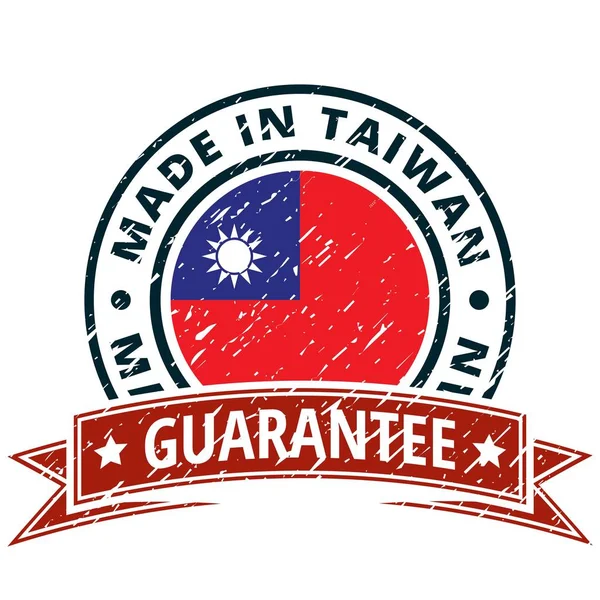 Knapp Med Texten Tillverkad Taiwan Och Flagga Vektor Illustration — Stock vektor