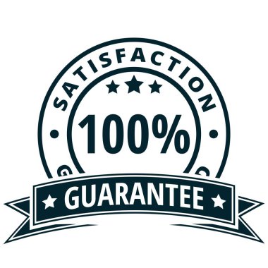 % 100 memnuniyet garantisi simge siyah kurdele ile tasarımını illüstrasyon vektör