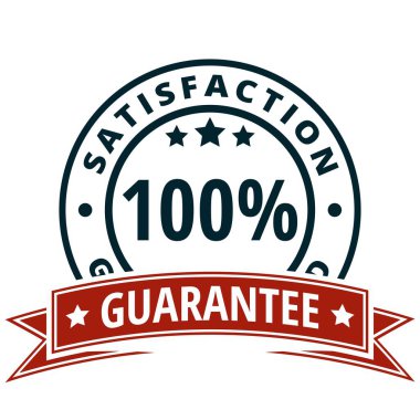 vektör çizim tasarım kırmızı kurdele ile % 100 memnuniyet garantisi simgesinin