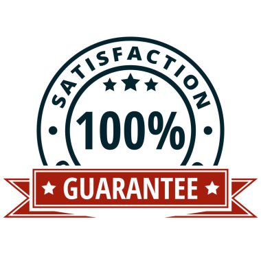 vektör çizim tasarım kırmızı kurdele ile % 100 memnuniyet garantisi simgesinin