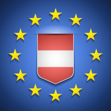 Avrupa Birliği yıldız, vektör çizim ile parlak Avusturya bayrağı 