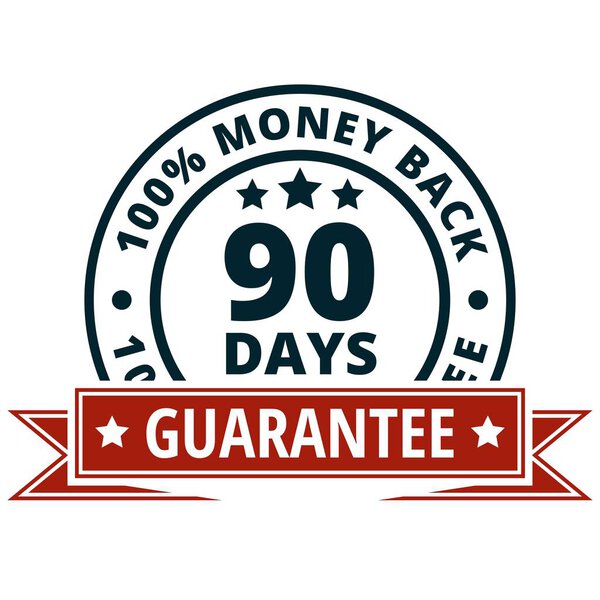 гарантия возврата денег иконка с красной лентой, векторная иллюстрация
