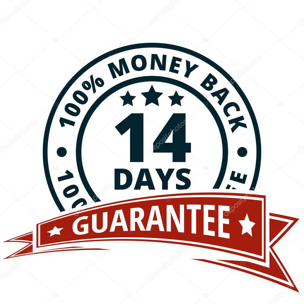money back guarantee icon with red ribbon, vector illustration