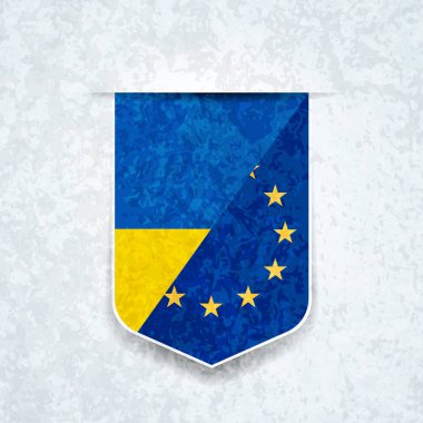 Avrupa Birliği yıldızları ile Ukrayna bayrağı. Vektör çizimi