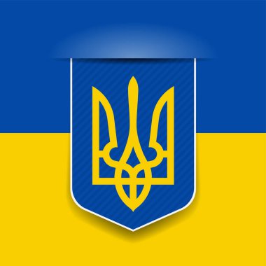 Trident devlet arması, Ukrayna, vektör çizim ile Ukrayna bayrağı 