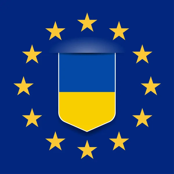 Bandeira Ucraniana Com Estrelas Ilustração Vetorial — Vetor de Stock