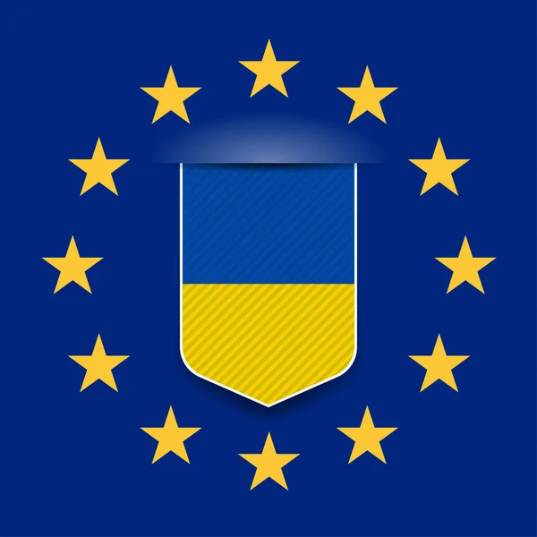 Avrupa Birliği Yıldızları Ile Ukrayna Bayrağı Vektör Çizimi — Stok Vektör
