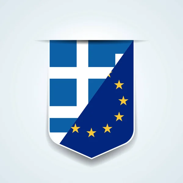 Euの星を持つギリシャの旗 ベクトルイラスト — ストックベクタ