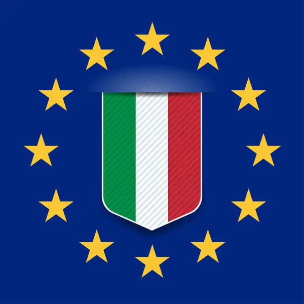 Italiensk Flagga Med Stjärnor Vektor Illustration — Stock vektor
