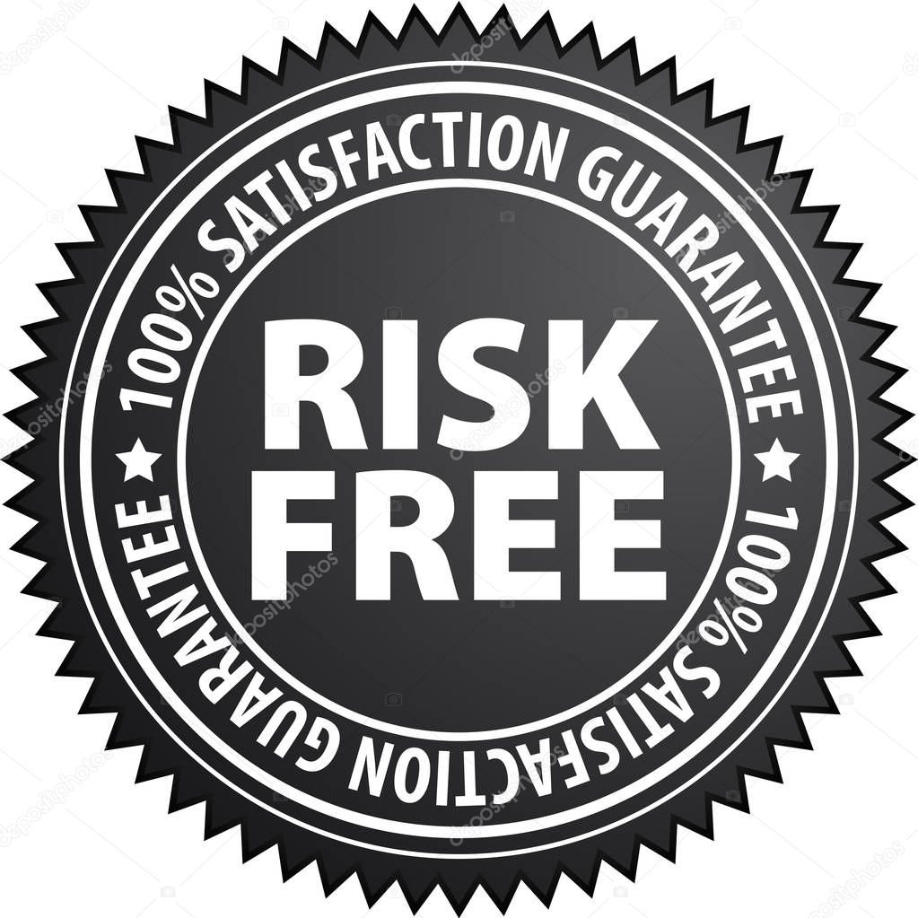 100 percent risk free satisfaction guaranteed sign, vector, illustration     