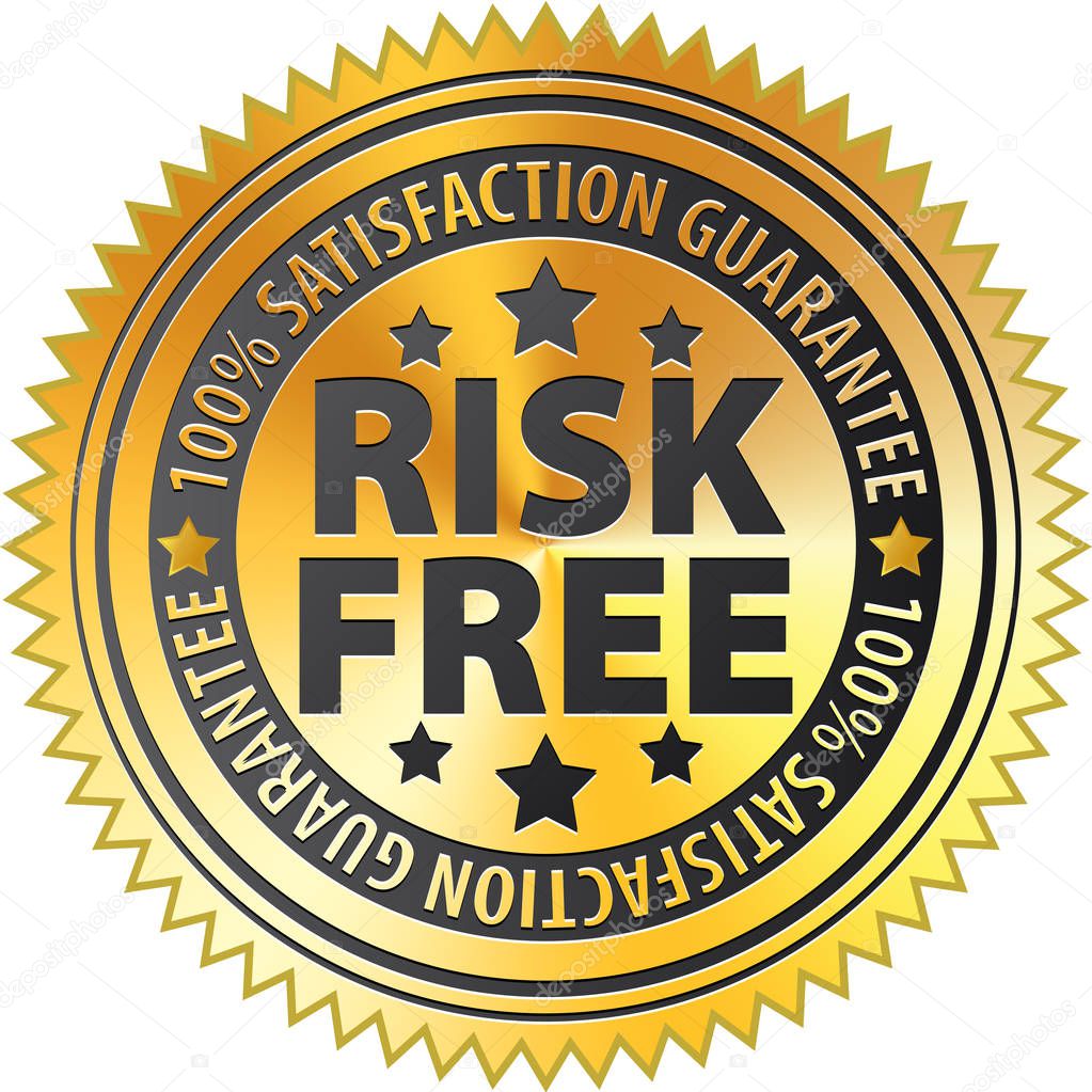 100 percent risk free satisfaction guaranteed sign, vector, illustration     