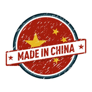 düğme metin Made Çin ve bayrak, vektör, resimde