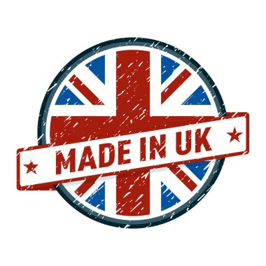 Birleşik Krallık ve bayrak, vektör, illüstrasyon Made metinde düğmesiyle