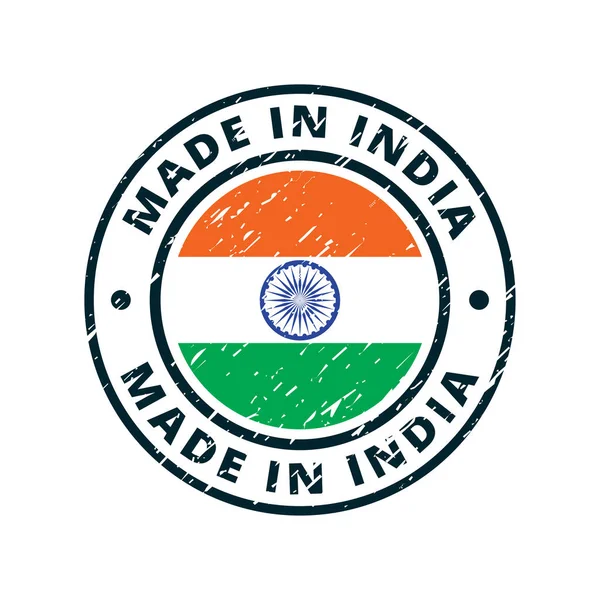 Botão Com Texto Feito Índia Bandeira Vetor Ilustração — Vetor de Stock