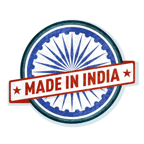 Botão Com Texto Feito Índia Bandeira Vetor Ilustração —  Vetores de Stock