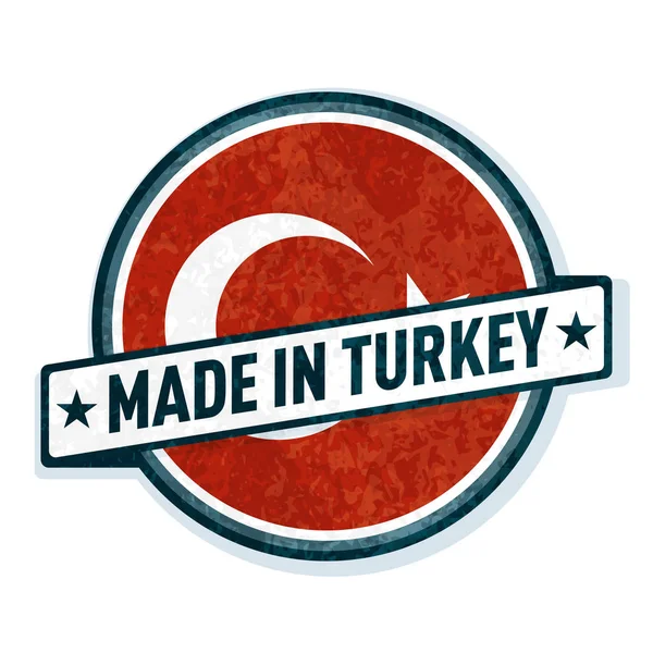 Botón Con Texto Hecho Turquía Bandera Vector Ilustración — Vector de stock
