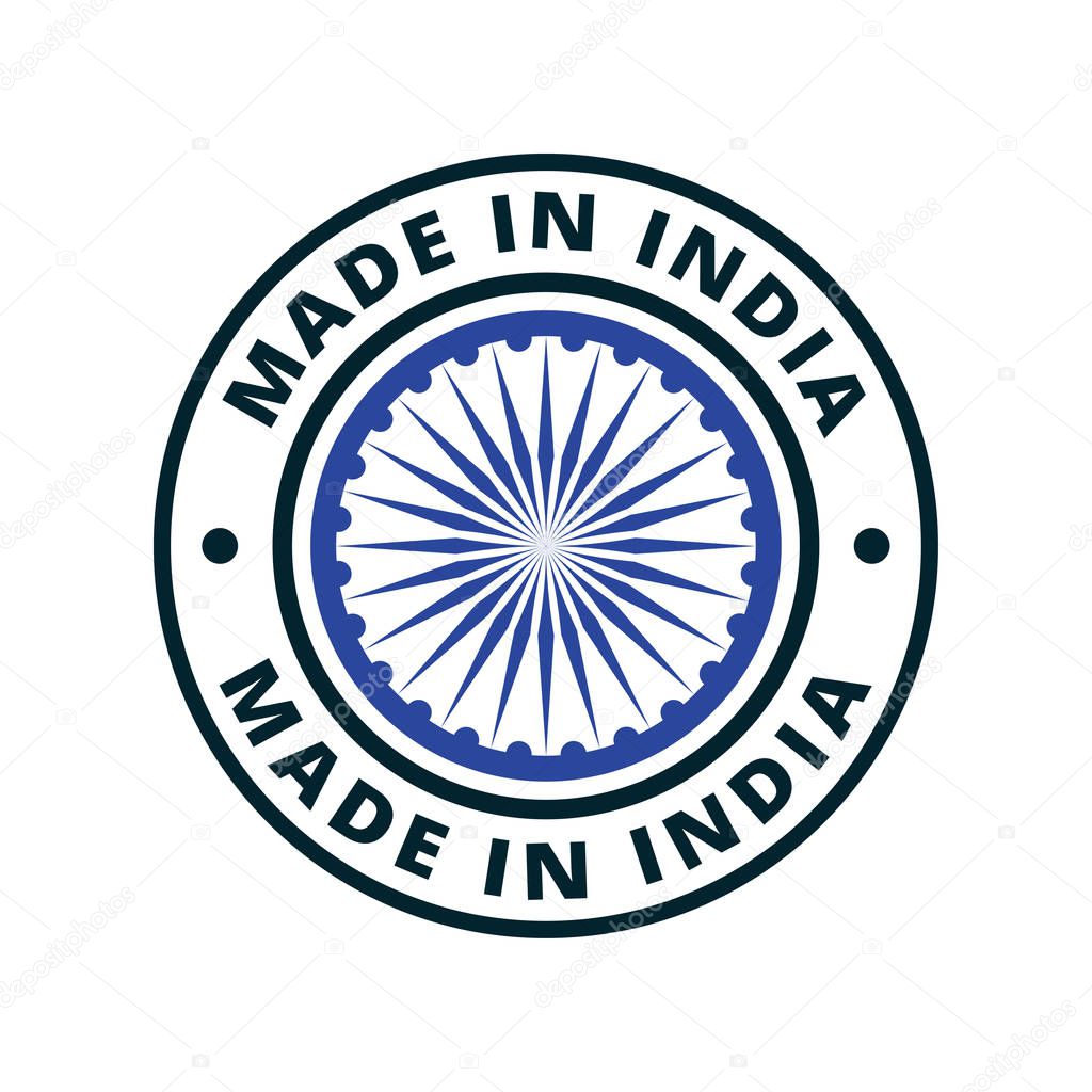 button with text Made in India and flag , Vector, illustration