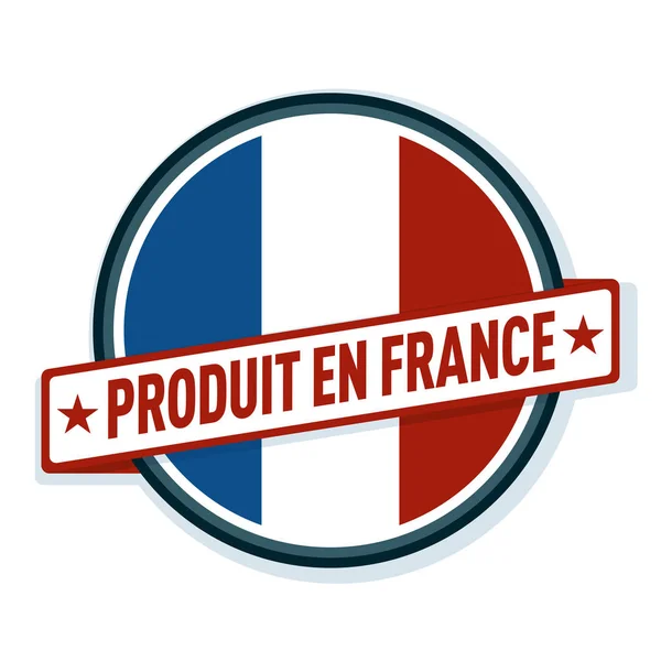 Botón Con Texto Francés Hecho Francia Bandera Vector Ilustración — Vector de stock