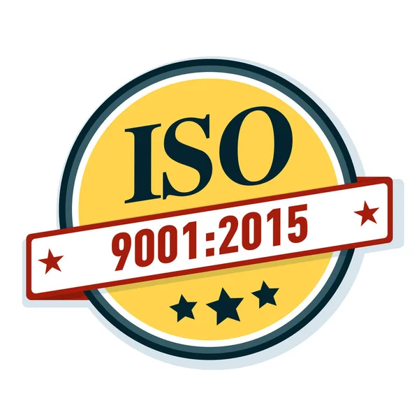 Iso 9001 2015 Kvalitetsstyrningssystem Etikett Vektor Illustration — Stock vektor