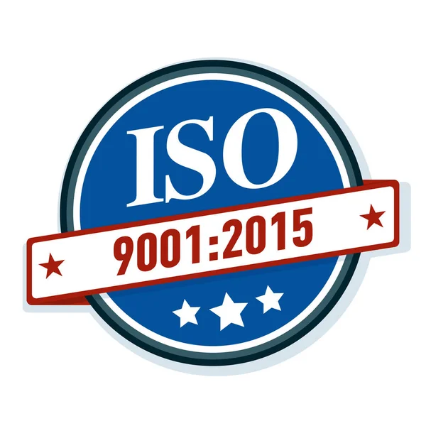 Iso 9001 2015 Kvalitetsstyrningssystem Etikett Vektor Illustration — Stock vektor