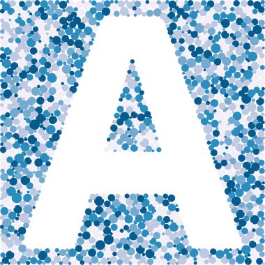 Bir harf rengi dağıtılmış daireler nokta illüstrasyon