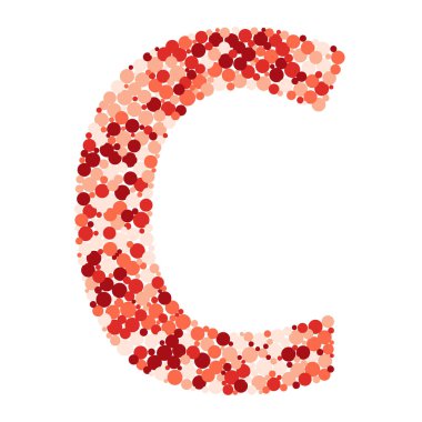 C harfi renk dağıtılmış daireler nokta illüstrasyon 