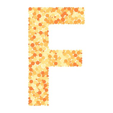 F harfi renk dağıtılmış daireler nokta illüstrasyon 