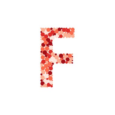 F harfi renk dağıtılmış daireler nokta illüstrasyon 