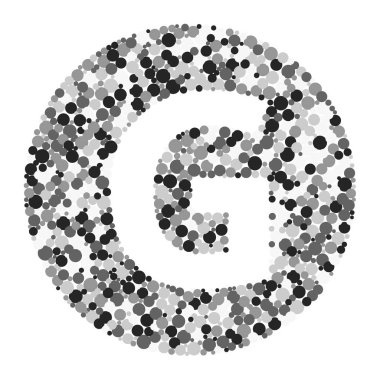 G harfi renk dağıtılmış daireler nokta illüstrasyon 