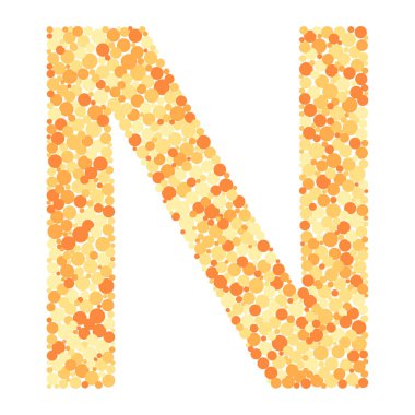 N harfi renk dağıtılmış daireler nokta illüstrasyon 