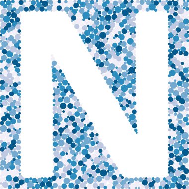 N harfi renk dağıtılmış daireler nokta illüstrasyon 