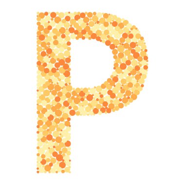 P harfi renk dağıtılmış daireler nokta illüstrasyon 