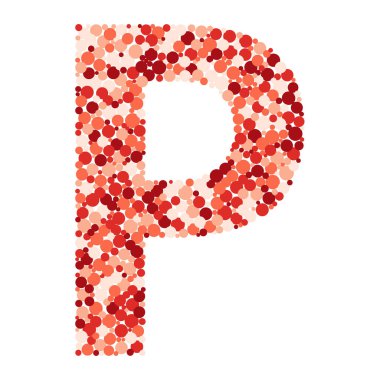 P harfi renk dağıtılmış daireler nokta illüstrasyon 