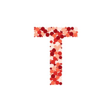 T harfi renk dağıtılmış daireler nokta illüstrasyon 