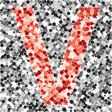 V harfi renk dağıtılmış daireler nokta illüstrasyon 