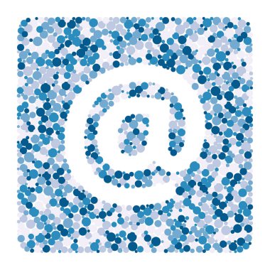 e-posta işareti renk dağıtılmış daireler nokta illüstrasyon